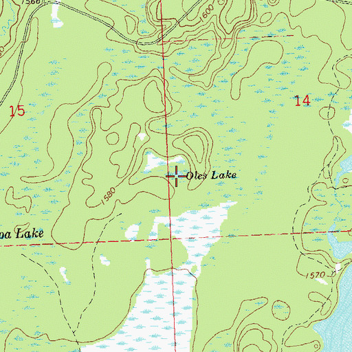 Topographic Map of Oles Lake, WI