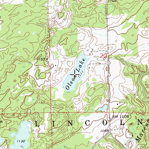 Topographic Map of Olson Lake, WI