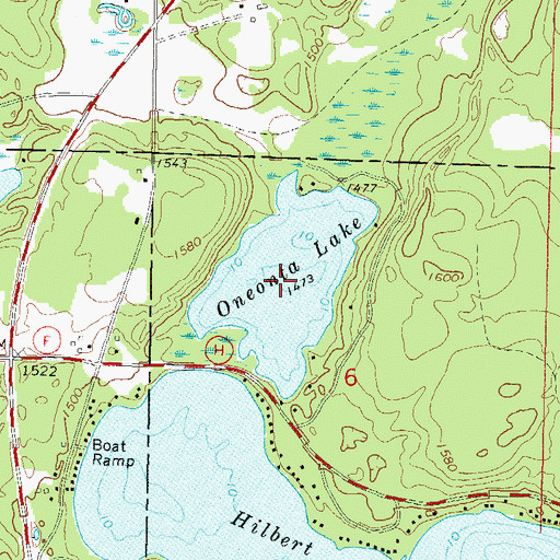 Topographic Map of Oneonta Lake, WI