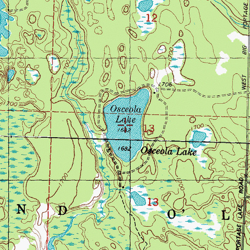 Topographic Map of Osceola Lake, WI