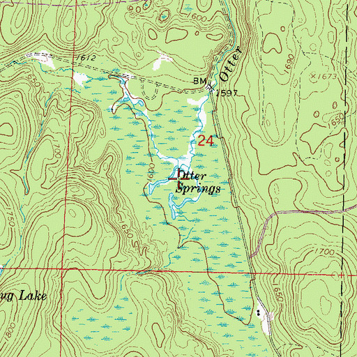 Topographic Map of Otter Springs, WI