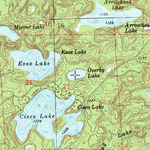 Topographic Map of Overby Lake, WI