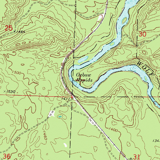 Topographic Map of Oxbow Rapids, WI