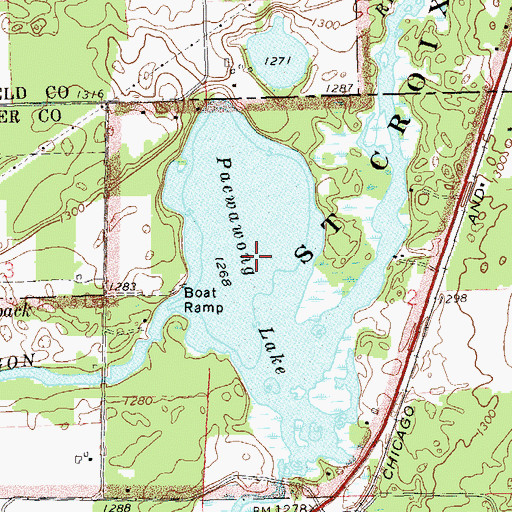 Topographic Map of Pacwawong Lake, WI