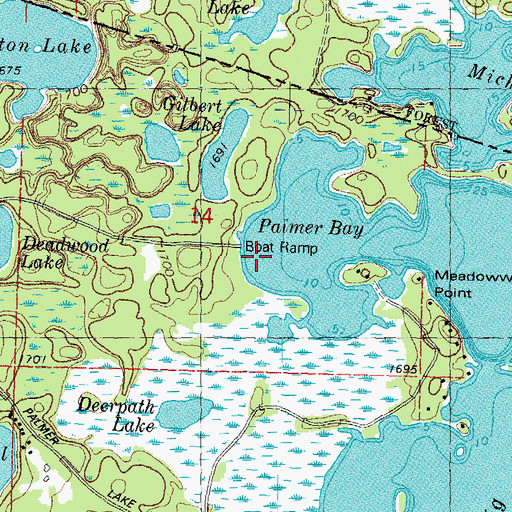 Topographic Map of Palmer Bay, WI