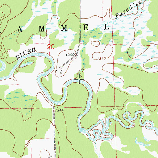 Topographic Map of Paradise Creek, WI