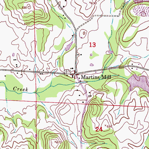 Topographic Map of Martins Mill, AL