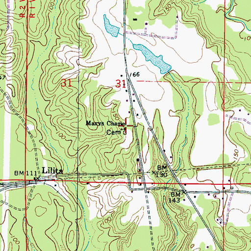 Topographic Map of Marys Chapel Baptist Church, AL