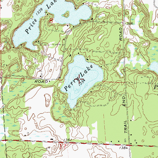 Topographic Map of Perry Lake, WI