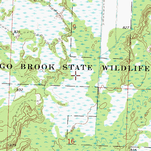Topographic Map of Peshtigo Brook State Wildlife Area, WI