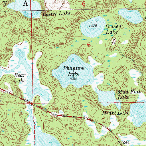 Topographic Map of Phantom Lake, WI
