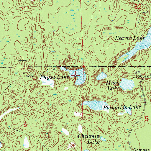 Topographic Map of Physa Lake, WI
