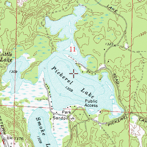 Topographic Map of Pickerel Lake, WI