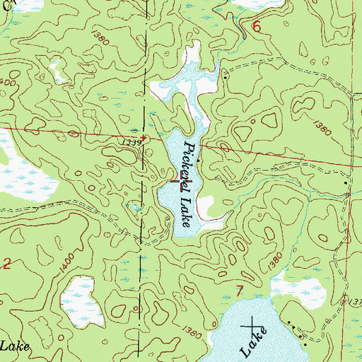 Topographic Map of Pickerel Lake, WI