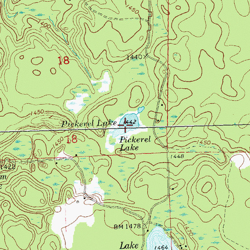 Topographic Map of Pickerel Lake, WI