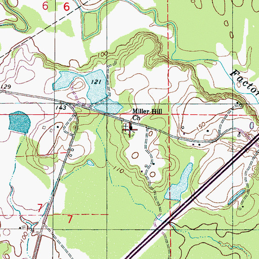 Topographic Map of Miller Hill Baptist Church, AL