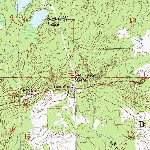 Topographic Map of Delta Cemetery, WI