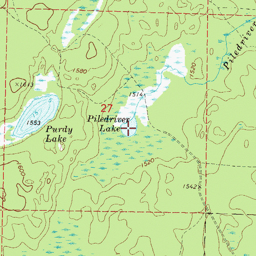 Topographic Map of Piledriver Lake, WI