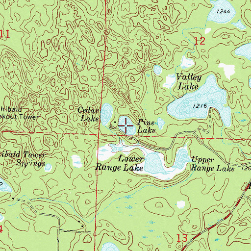 Topographic Map of Pine Lake, WI