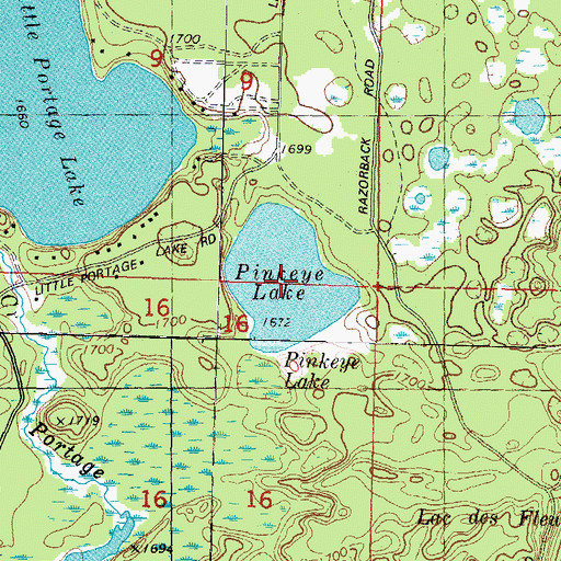 Topographic Map of Pinkeye Lake, WI