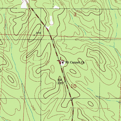 Topographic Map of Mount Carmel Baptist Church, AL