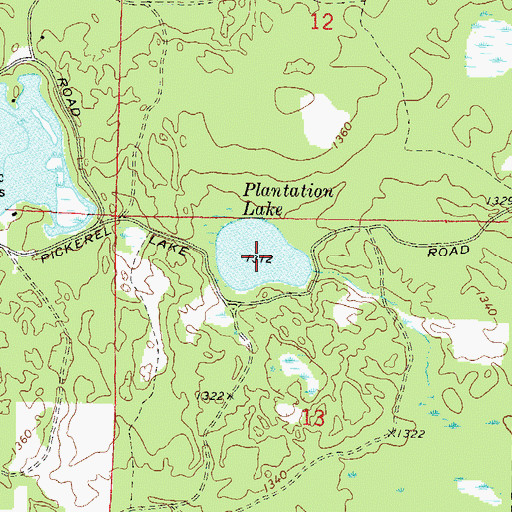 Topographic Map of Plantation Lake, WI