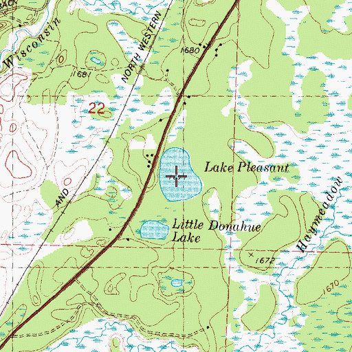 Topographic Map of Lake Pleasant, WI