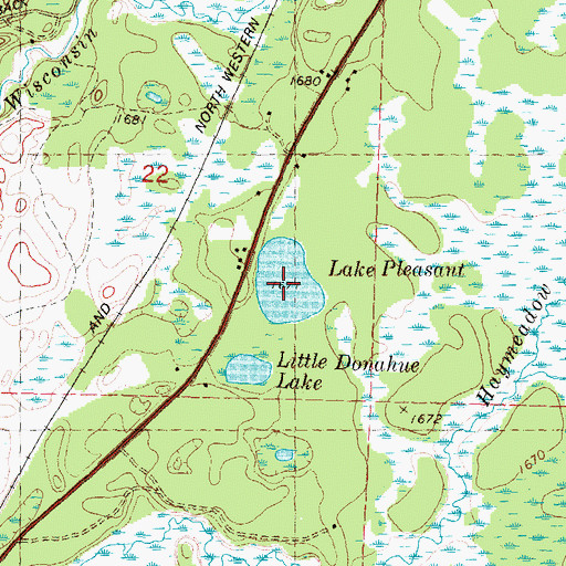 Topographic Map of Lake Pleasant, WI