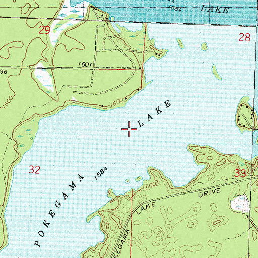 Topographic Map of Pokegama Lake, WI