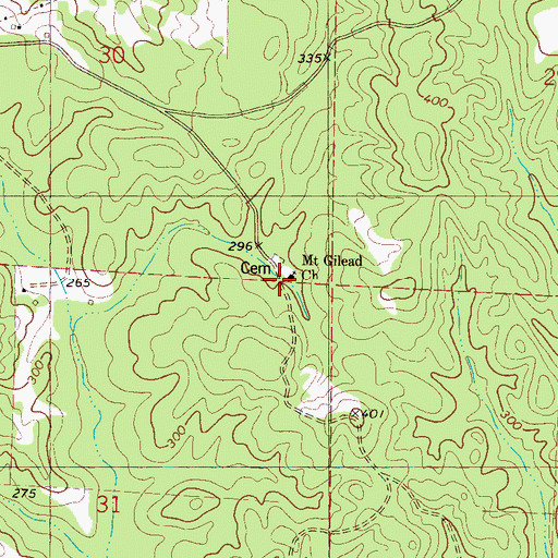 Topographic Map of Mount Gilead Baptist Church, AL
