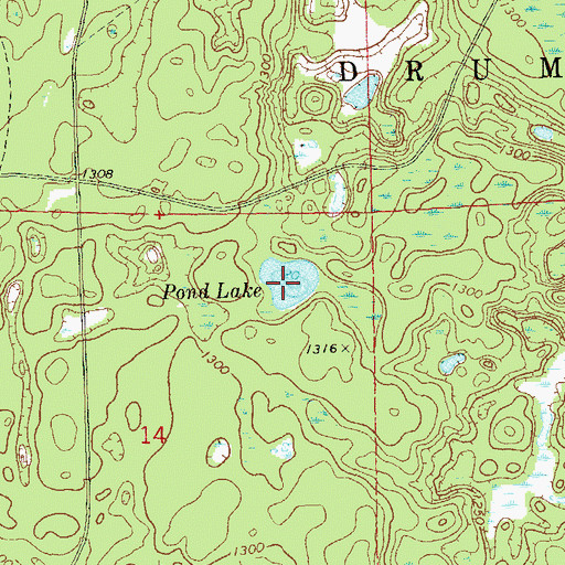 Topographic Map of Pond Lake, WI