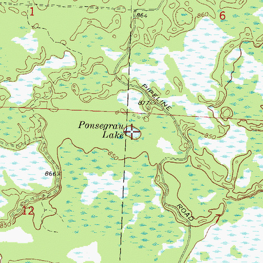 Topographic Map of Ponsegrau Lake, WI