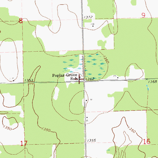 Topographic Map of Poplar Grove School, WI