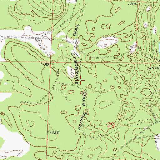 Topographic Map of Popple Ridge Snowmobile Trail, WI