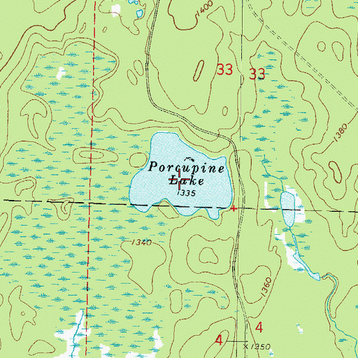 Topographic Map of Porcupine Lake, WI