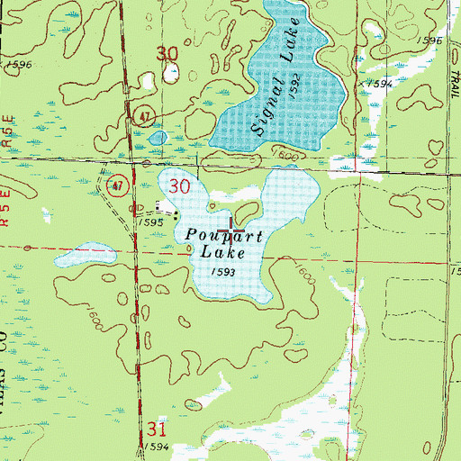 Topographic Map of Poupart Lake, WI