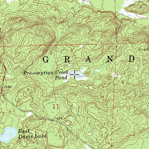 Topographic Map of Pre-emption Creek Pond, WI