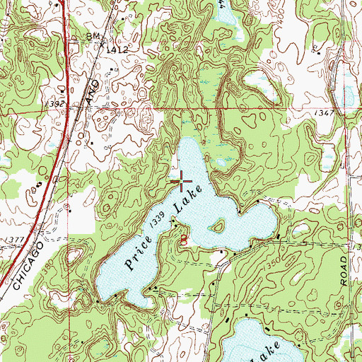 Topographic Map of Price Lake, WI