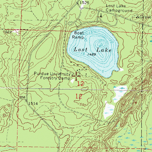 Topographic Map of Purdue University Forestry Camp, WI