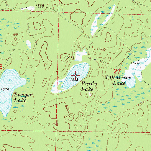 Topographic Map of Purdy Lake, WI