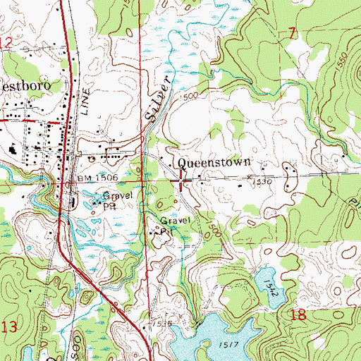 Topographic Map of Queenstown, WI