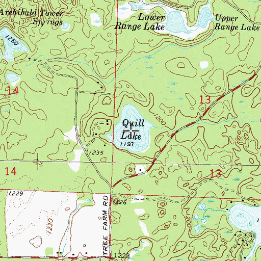 Topographic Map of Quill Lake, WI