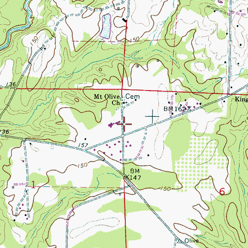 Topographic Map of Mount Olive Baptist Church, AL