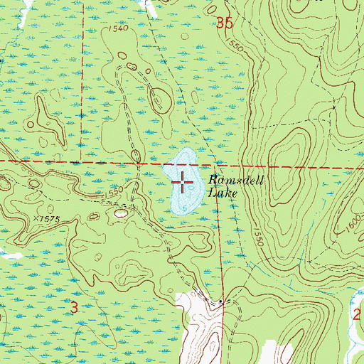 Topographic Map of Ramsdell Lake, WI