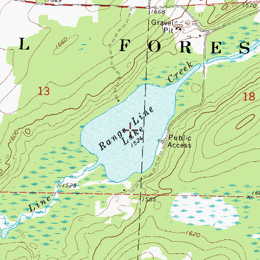 Topographic Map of Range Line Lake, WI