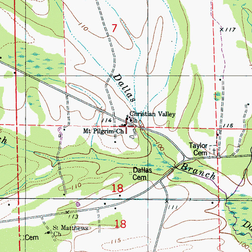 Topographic Map of Mount Pilgrim Baptist Church, AL