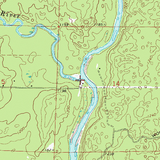 Topographic Map of Rat River, WI