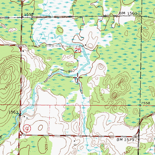 Topographic Map of Raymond Creek, WI