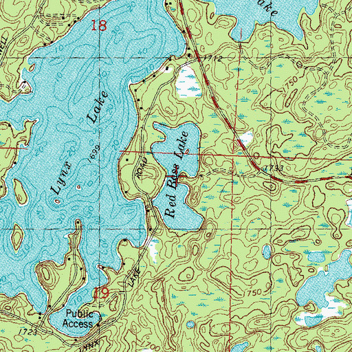 Topographic Map of Red Bass Lake, WI