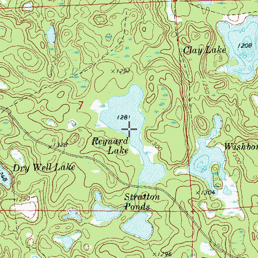 Topographic Map of Reynard Lake, WI